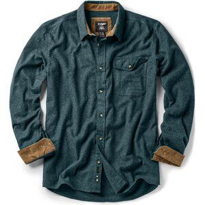 Mens Green Cotton Flannel Shirt Long Sleeve Brushed Soft Casual Outdoor Plaid
